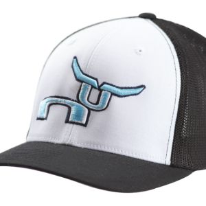 RS Black & White Fitted Cap with Teal Steer Logo