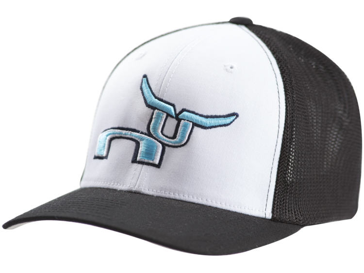 RS Black & White Fitted Cap with Teal Steer Logo
