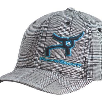 RS Fitted Black & White Plaid – Teal Logo