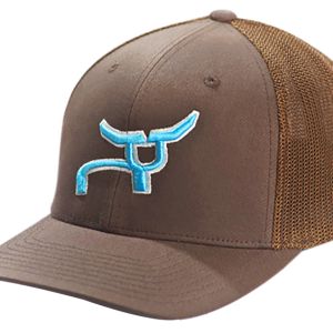 RopeSmart Full Steer Teal Embroidery Brown Retro Trucker Cap