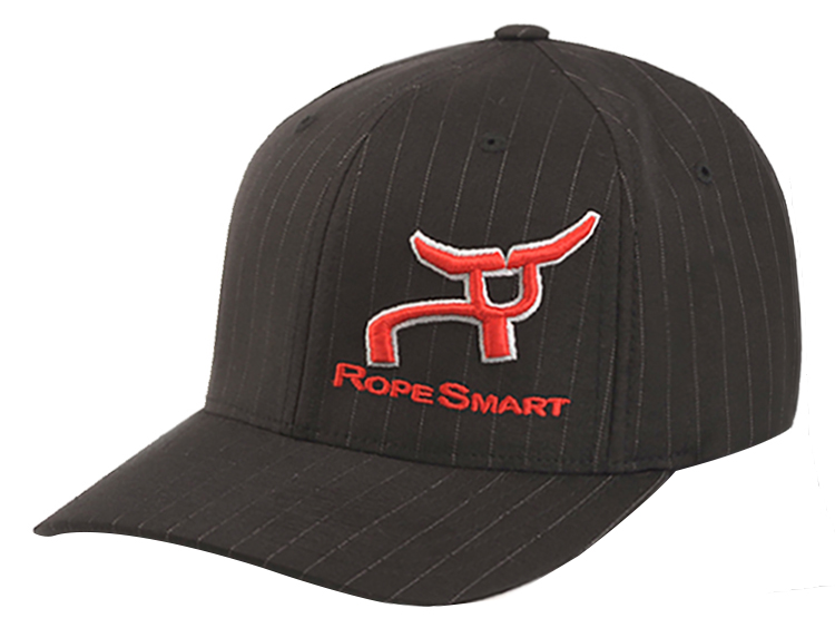 RS Fitted Black & White Pinstripes – Red Steer Logo