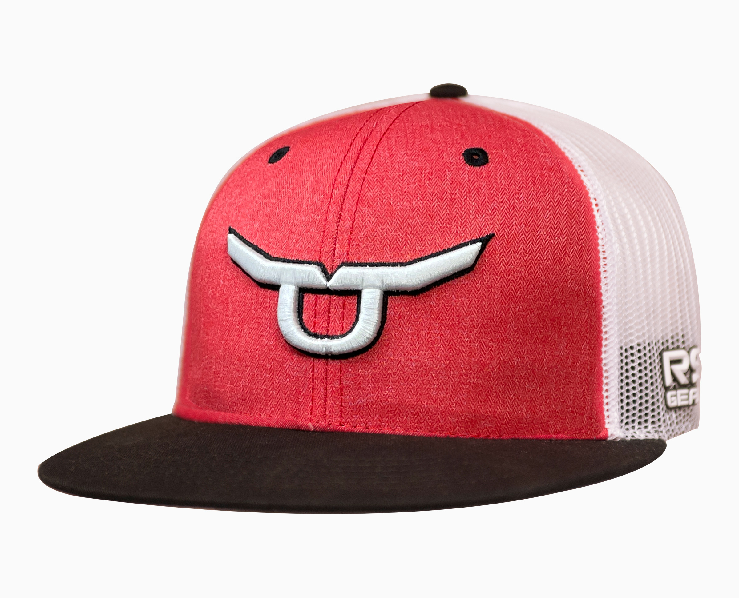 RopeSmart Classic Heather Red Snapback with White Embroidered Steer; Heather Red Crown, Black Bill w/ White Mesh