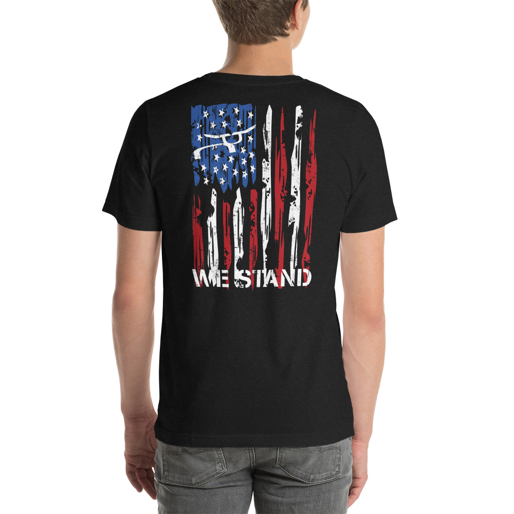 RS Steer We Stand Born Free American Vertical Flag T-Shirt