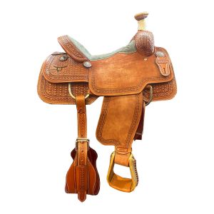 RopeSmart Team Roper - 1/2 Aztec Steer Handtool - Chain Steer Border - 14.5" Seat Regular Fit