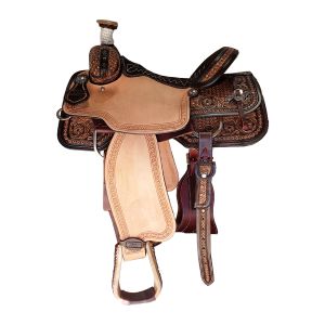 RopeSmart Team Roper - 1/2 Combo Aztec Steer/Wyoming Flower - 15"in - Seat Regular Fit