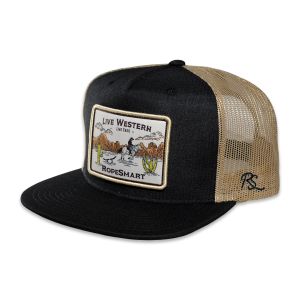 RopeSmart Cowboy Patch Black Trucker Cap