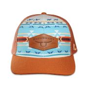 RopeSmart Leather Patch Marzo Aztec Pattern Burnt Orange Trucker Cap