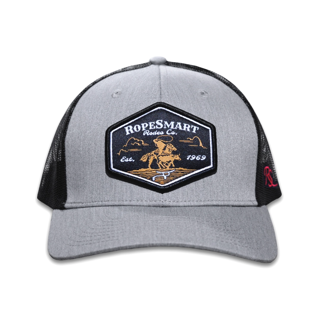 RopeSmart Black Wranglin Patch – Gray and Black Trucker Cap