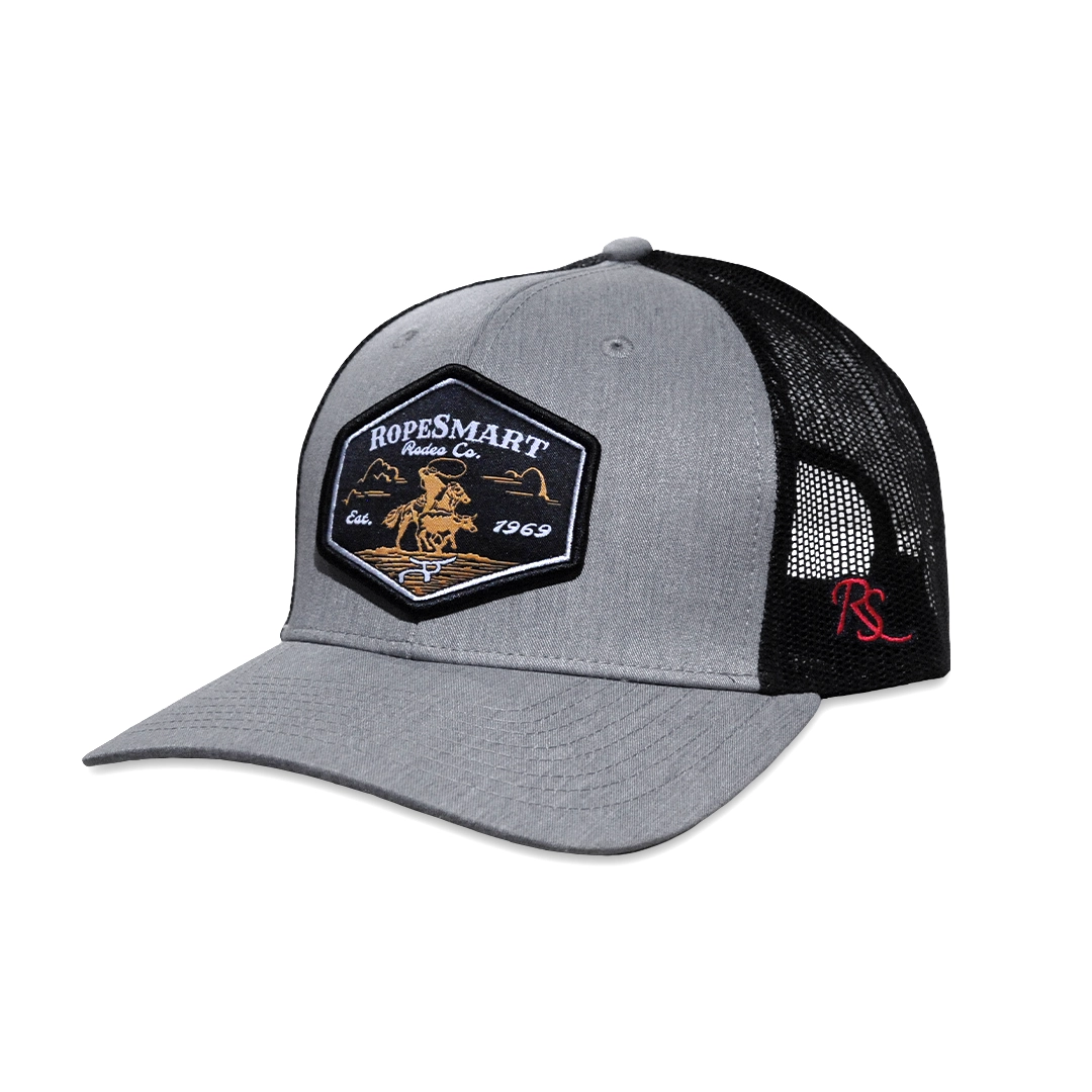 RopeSmart Black Wranglin Patch - Gray and Black Trucker Cap